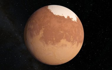 Mars bilimsel illüstrasyon - gezegen manzara