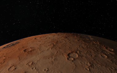 Mars bilimsel illüstrasyon - gezegen manzara