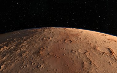 Mars bilimsel illüstrasyon - gezegen manzara