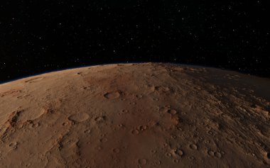 Mars bilimsel illüstrasyon - gezegen manzara
