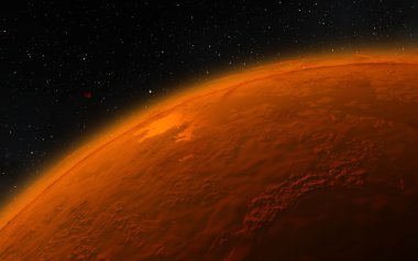 Mars bilimsel illüstrasyon - gezegen manzara