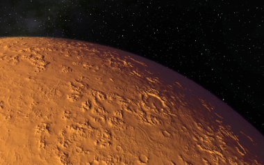 Mars bilimsel illüstrasyon - gezegen manzara