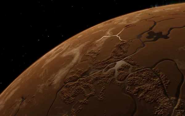 Marte Ilustración científica - paisaje planetario — Foto de Stock