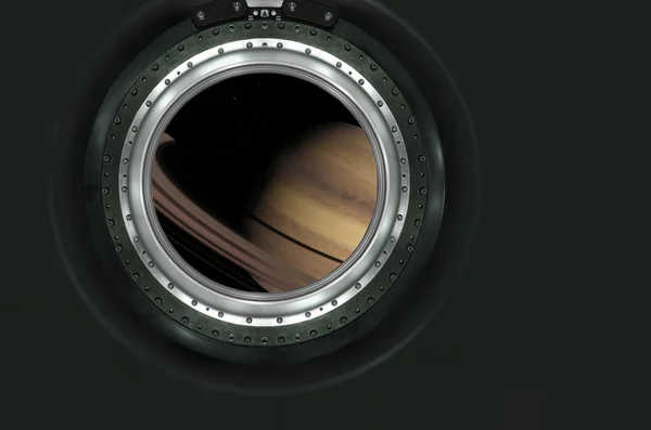 Saturno o planeta extraterrestre vista desde la nave espacial — Foto de Stock