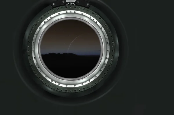 Saturno ou planeta alienígena vista da nave espacial — Fotografia de Stock