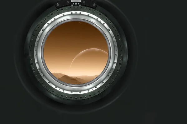 Saturn nebo cizí planetě pohled z kosmické lodi — Stock fotografie