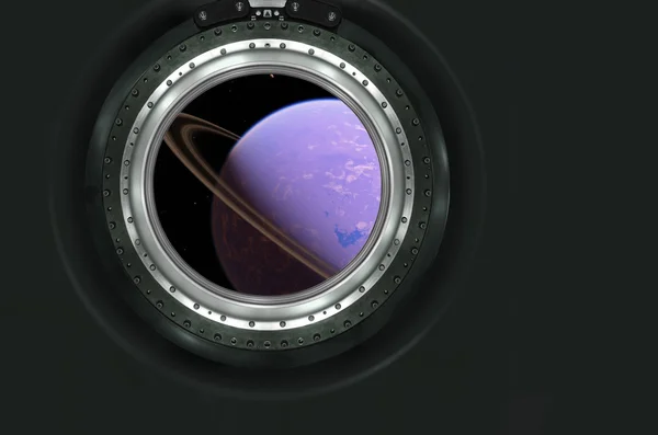 Saturno o planeta extraterrestre vista desde la nave espacial —  Fotos de Stock