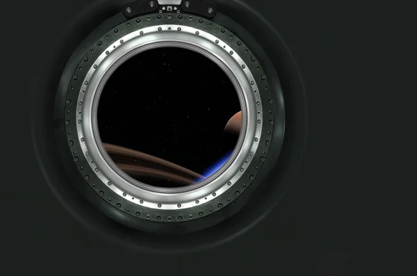 Saturno o planeta extraterrestre vista desde la nave espacial —  Fotos de Stock