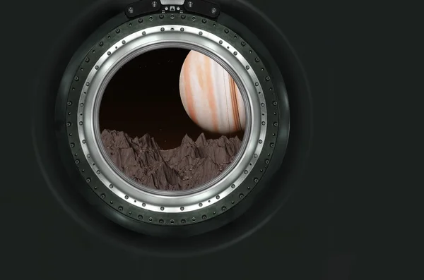 Uzay gemisi Satürn veya yabancı gezegen görünümünden — Stok fotoğraf