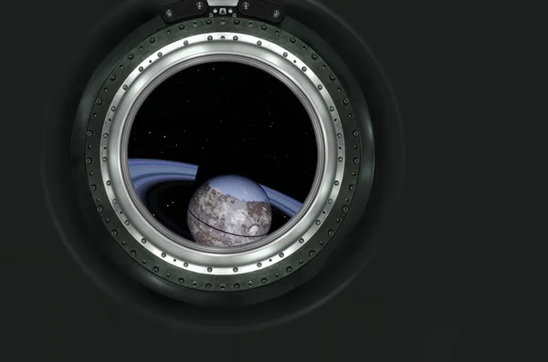 Saturierter oder außerirdischer Planet aus dem Raumschiff — Stockfoto