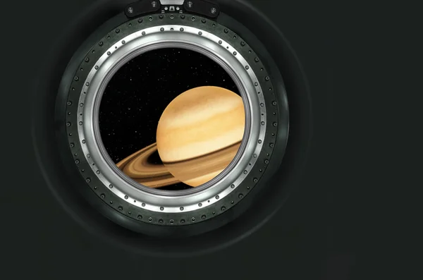 Saturno o planeta extraterrestre vista desde la nave espacial —  Fotos de Stock