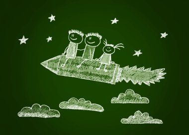 Kalem ile mutlu çocuklar roket şeklinde