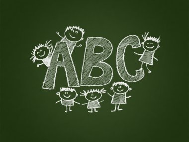 Okul çocukları illüstrasyon alfabesi ile