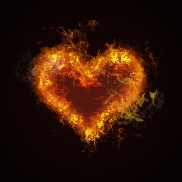 Hot fire heart burning — Stock Photo, Image