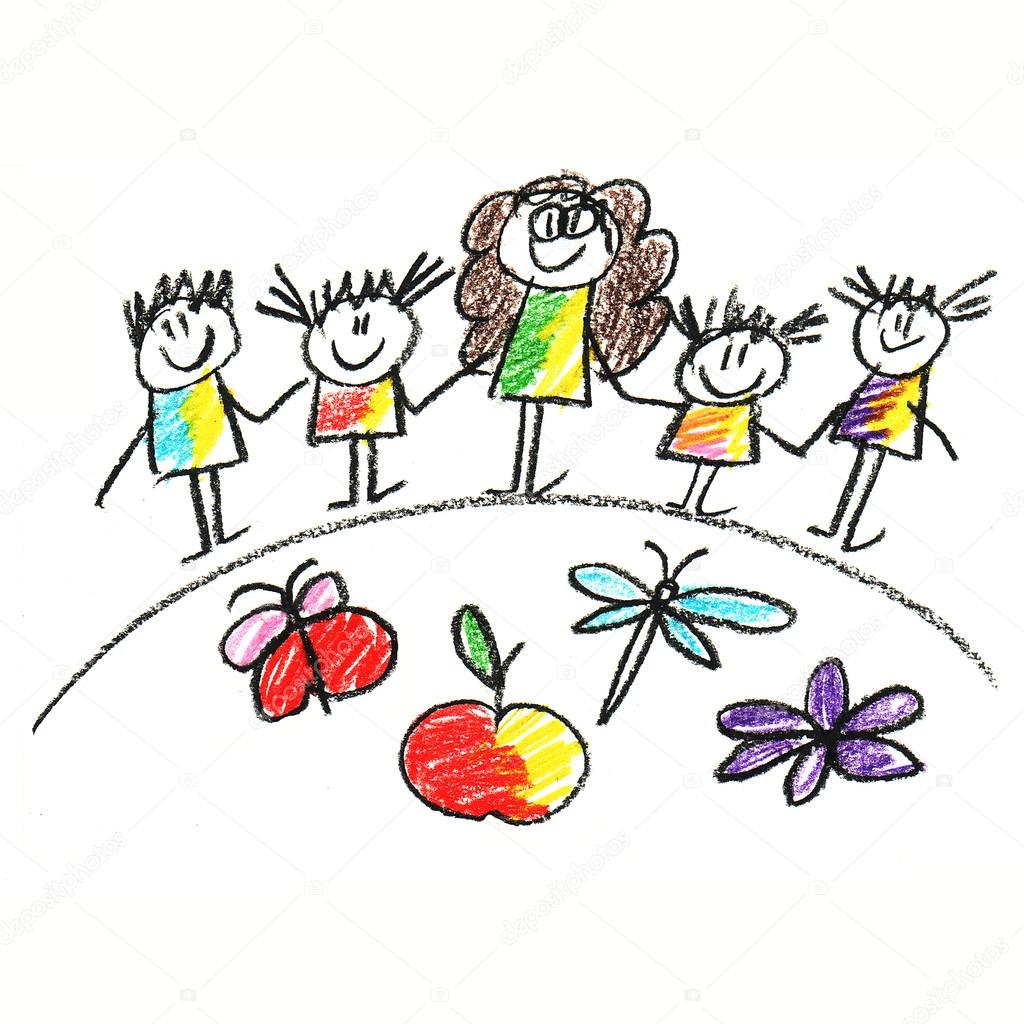 Colorful picture with happy kids