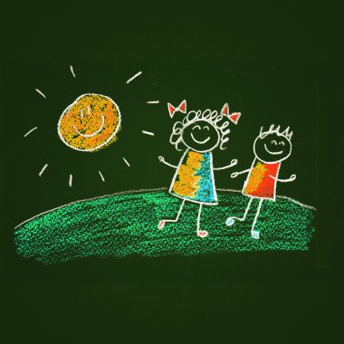 Mutlu çocuklar ile renkli resim