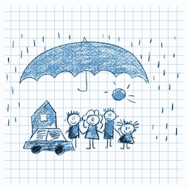 Sosyal koruma. Mutlu bir aile.