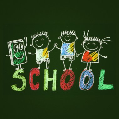 Mutlu çocuklar ile renkli resim