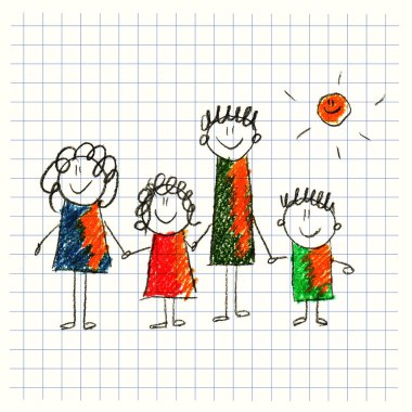 Mutlu aile renkli resim.