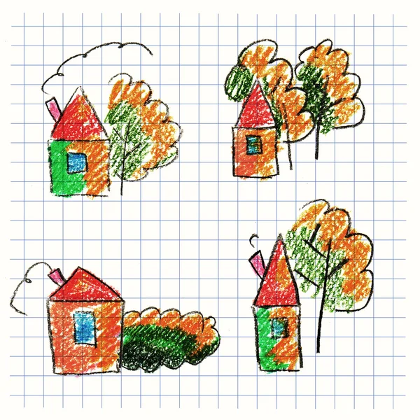 이 다채로운 아이콘의 집합입니다. 주택 — 스톡 사진