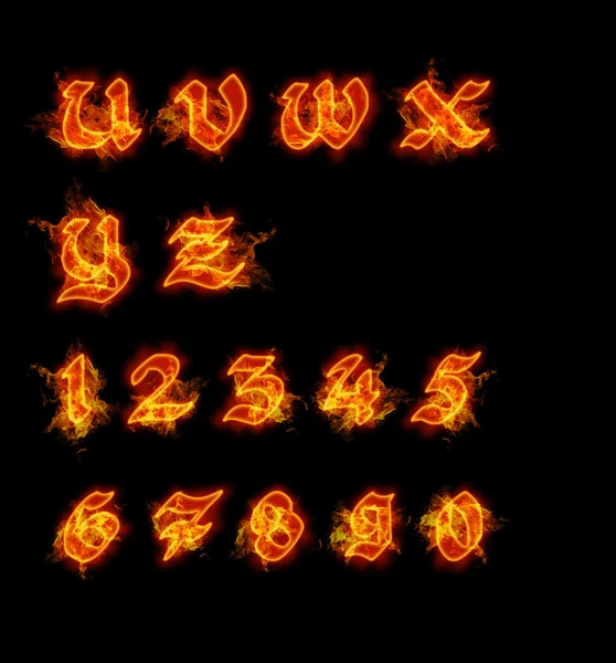 Сбор огненных шрифтов — стоковое фото
