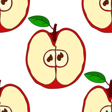 Kırmızı elma ile vektör seamless modeli 