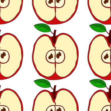 Kırmızı elma ile vektör seamless modeli 