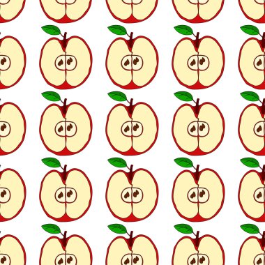 Kırmızı elma ile vektör seamless modeli 