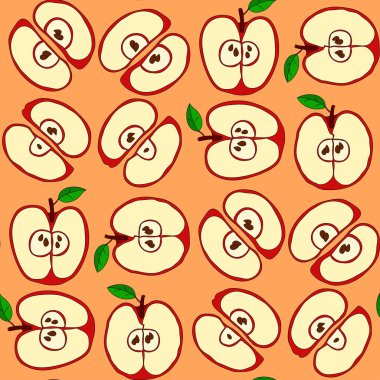 Kırmızı elma ile vektör seamless modeli 