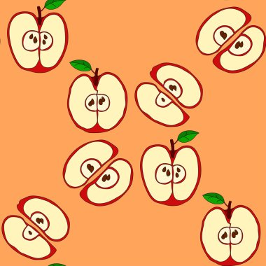 Kırmızı elma ile vektör seamless modeli 