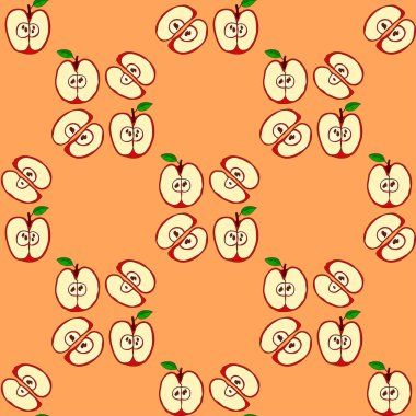 Kırmızı elma ile vektör seamless modeli 