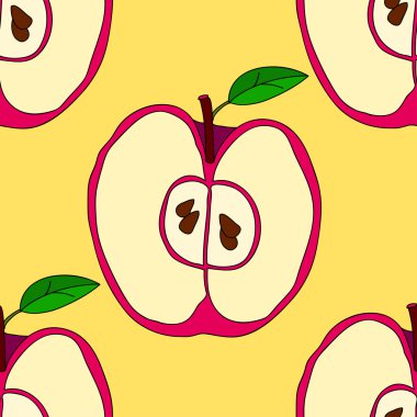 Kırmızı elma ile vektör seamless modeli 