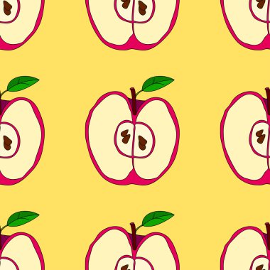 Kırmızı elma ile vektör seamless modeli 