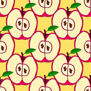 Kırmızı elma ile vektör seamless modeli 