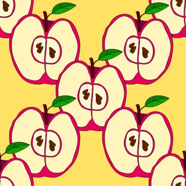 Kırmızı elma ile vektör seamless modeli 