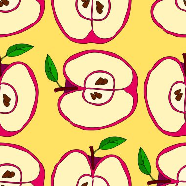 Kırmızı elma ile vektör seamless modeli 