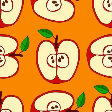 Kırmızı elma ile vektör seamless modeli 