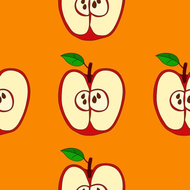 Kırmızı elma ile vektör seamless modeli 