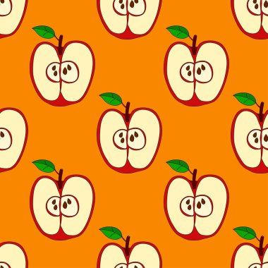 Kırmızı elma ile vektör seamless modeli 