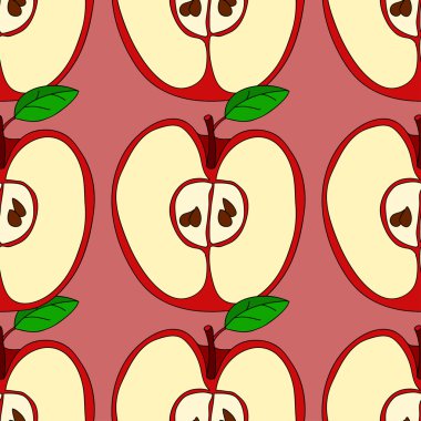 Kırmızı elma ile vektör seamless modeli 