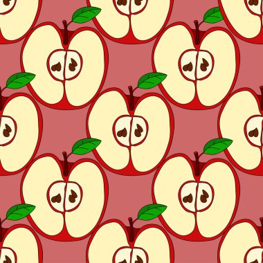 Kırmızı elma ile vektör seamless modeli 
