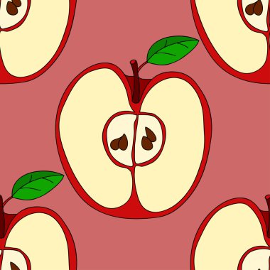 Kırmızı elma ile vektör seamless modeli 
