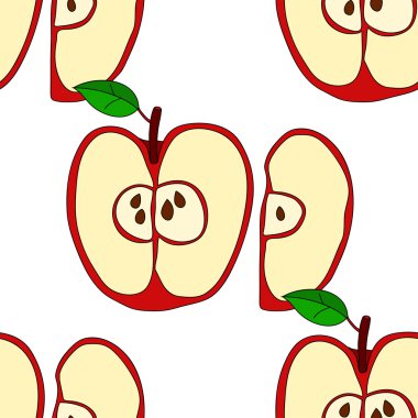 Kırmızı elma ile vektör seamless modeli 