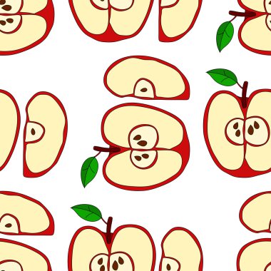 Kırmızı elma ile vektör seamless modeli 