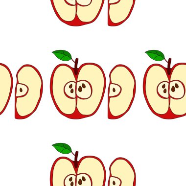 Kırmızı elma ile vektör seamless modeli 