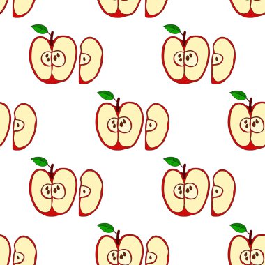 Kırmızı elma ile vektör seamless modeli 