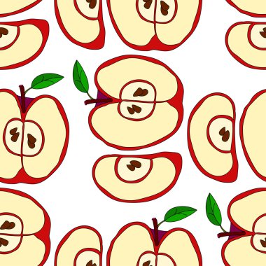 Kırmızı elma ile vektör seamless modeli 