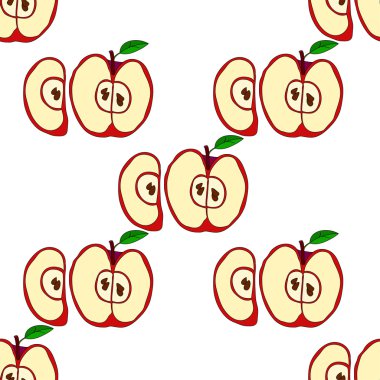 Kırmızı elma ile vektör seamless modeli 