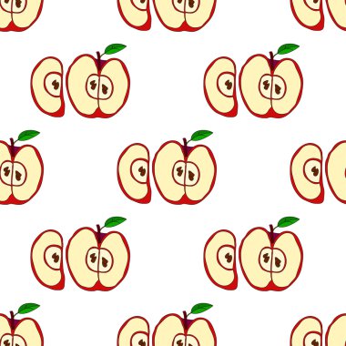 Kırmızı elma ile vektör seamless modeli 