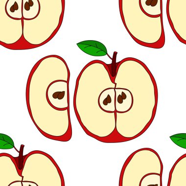 Kırmızı elma ile vektör seamless modeli 